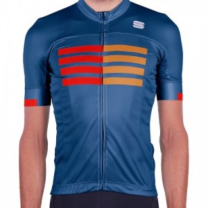 Μπλούζα με κοντό μανίκι Sportful WIRE Jersey S/S - Blue Twilight Fire Red Gold DRIMALASBIKES